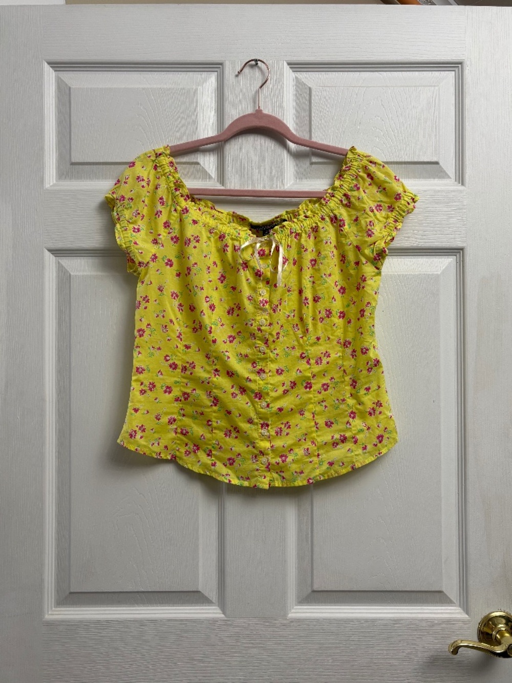 Y2K Ralph Lauren Polo Jeans Company Yellow Floral Women's Blouse